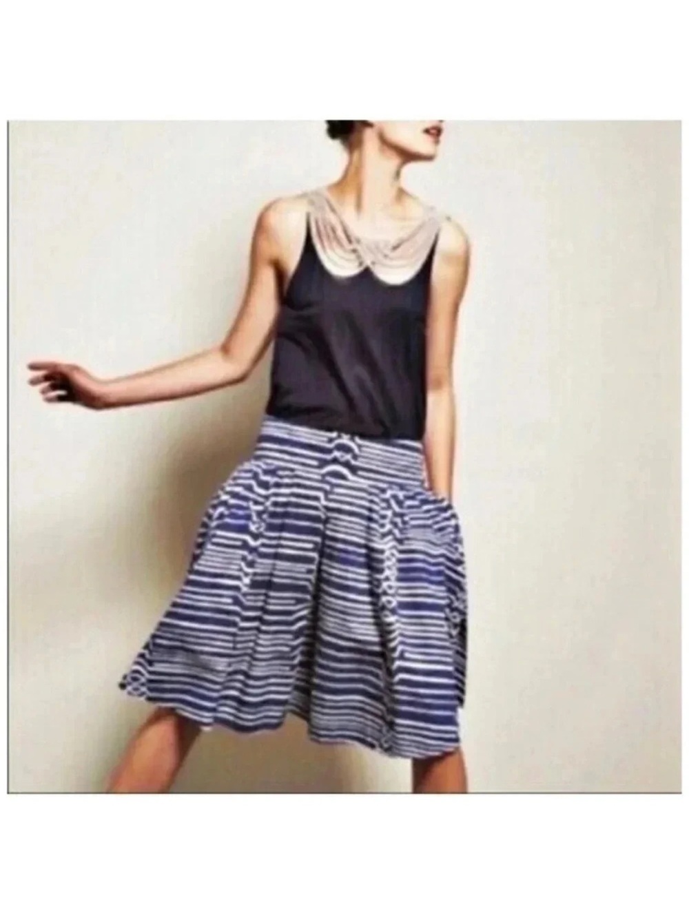 Maeve blue and white fit & flare skirt 2P